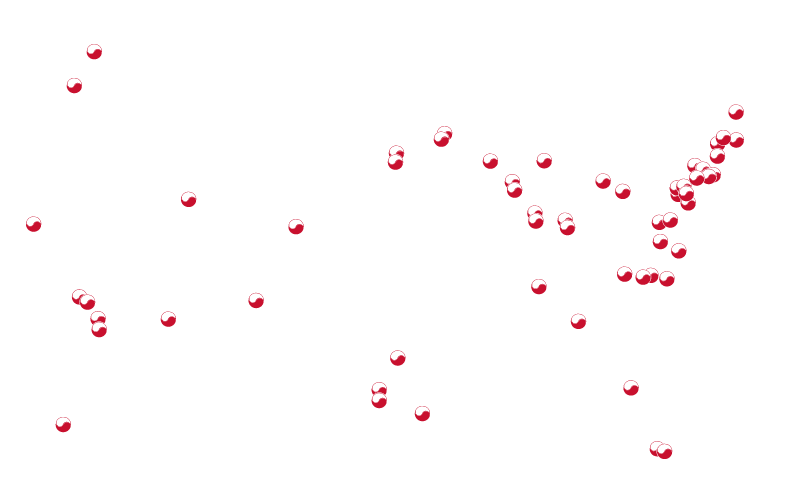 Map of NKR center locations across the USA